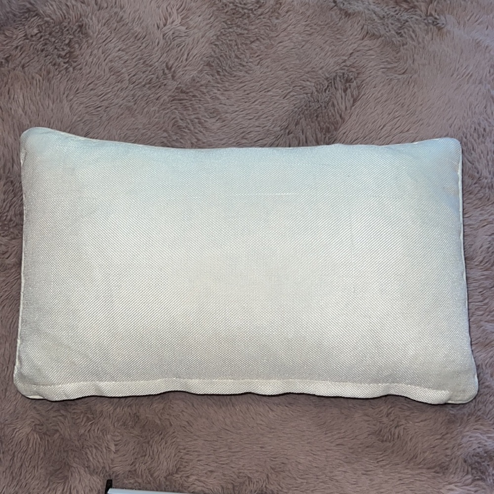 Grey ivory rectangle small throw pillow bedding couch 18” x 11” removable cover - Picture 5 of 8